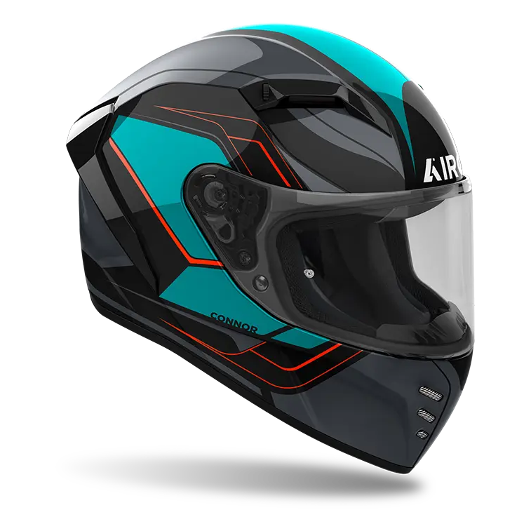 Airoh Connor Gloss Dunk motorcycle helmet, rear three-quarter view