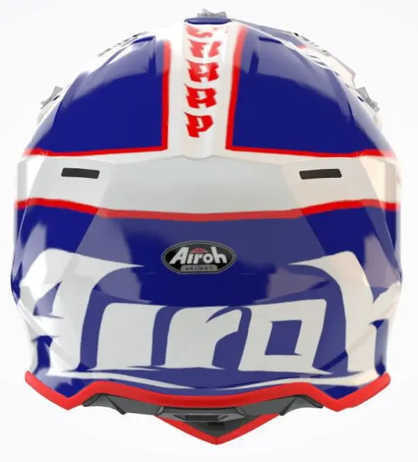 Airoh Wraap Youth Broken Gloss Blue / Red - FREE UK Shipping, FREE 365 Day Returns | Moto Central