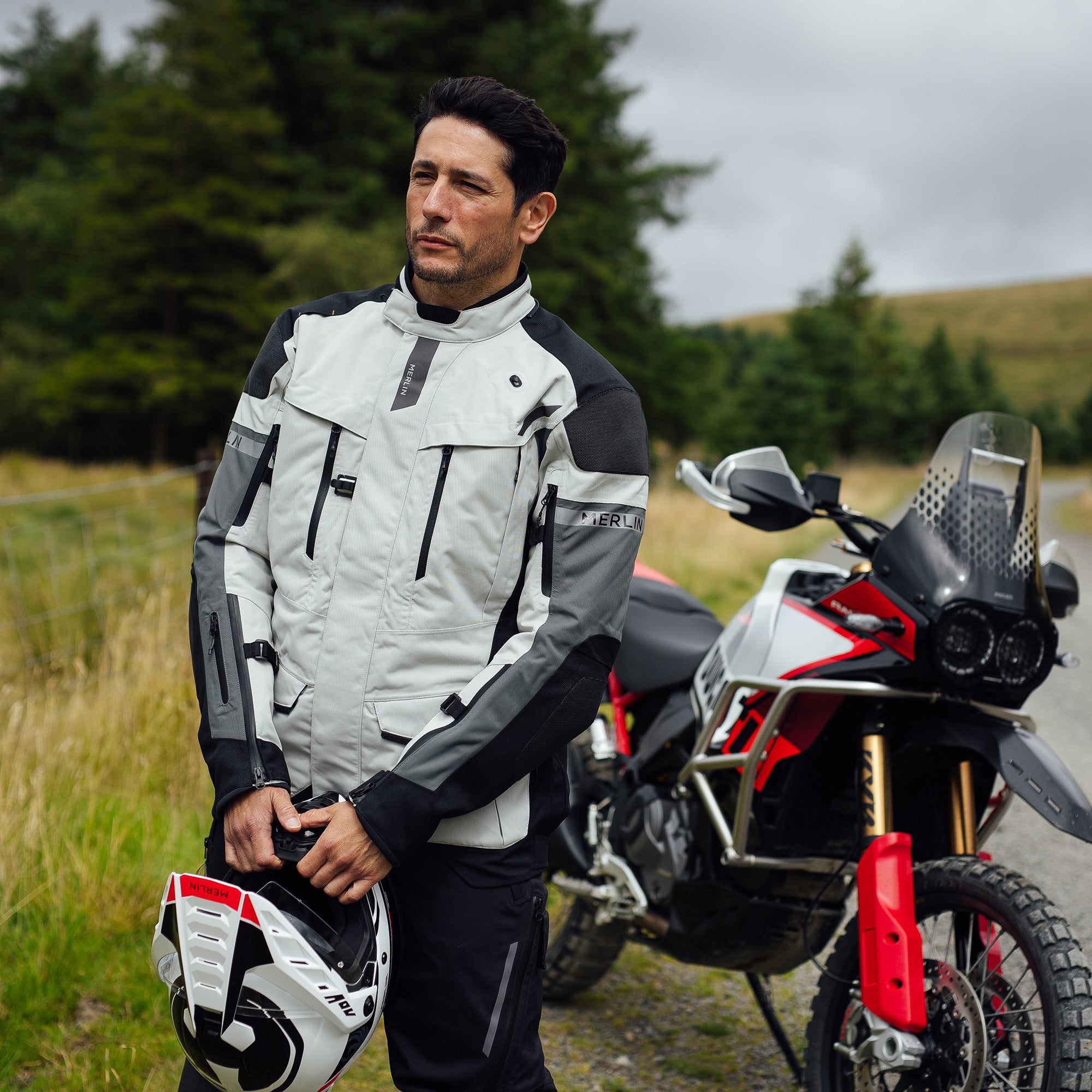 Merlin Akashi Pro D3O Laminated Jacket Ice Grey FREE UK Delivery, FREE 365 Day Returns | Moto Central