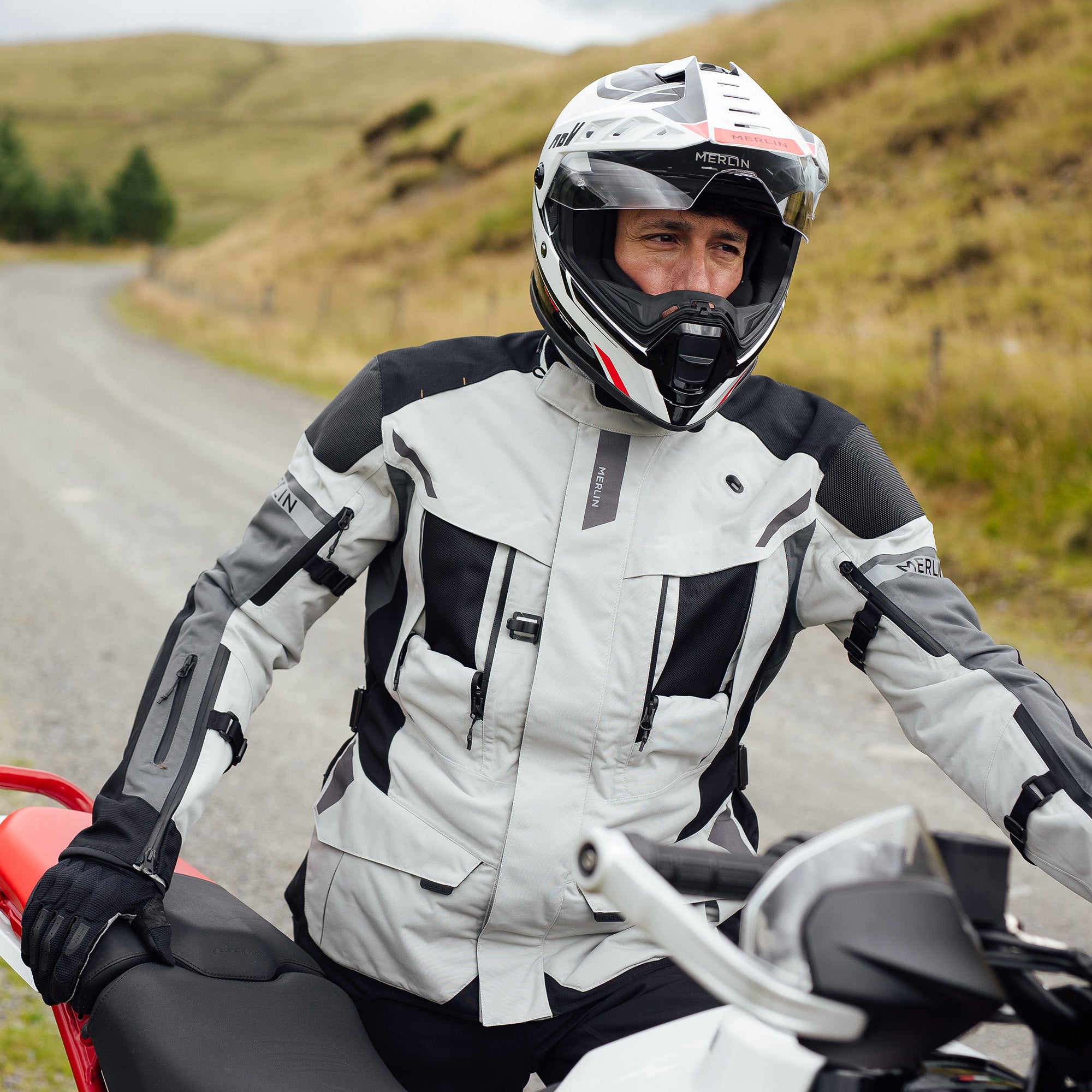 Merlin Akashi Pro D3O Laminated Jacket Ice Grey FREE UK Delivery, FREE 365 Day Returns | Moto Central