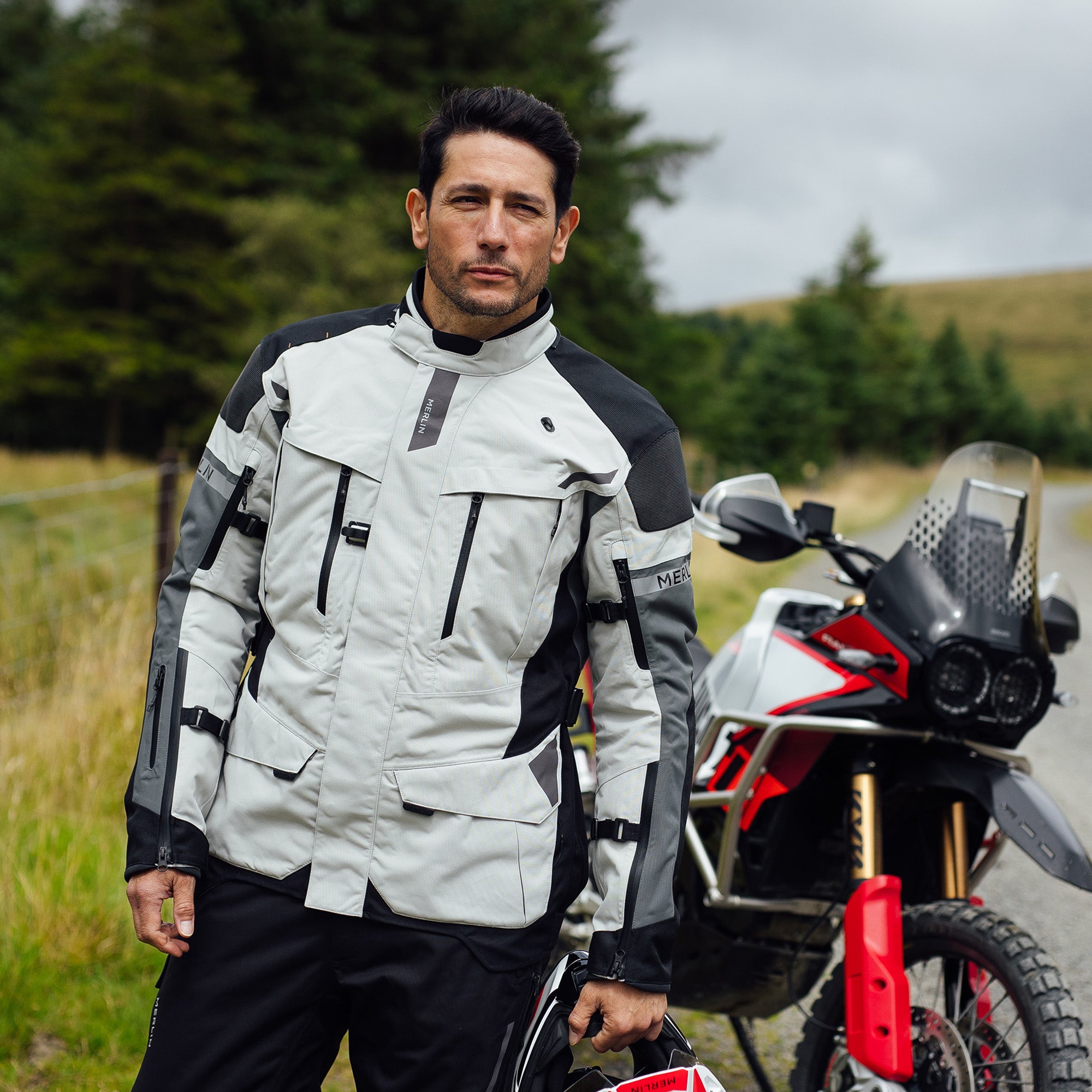 Merlin Akashi Pro D3O Laminated Jacket Ice Grey FREE UK Delivery, FREE 365 Day Returns | Moto Central