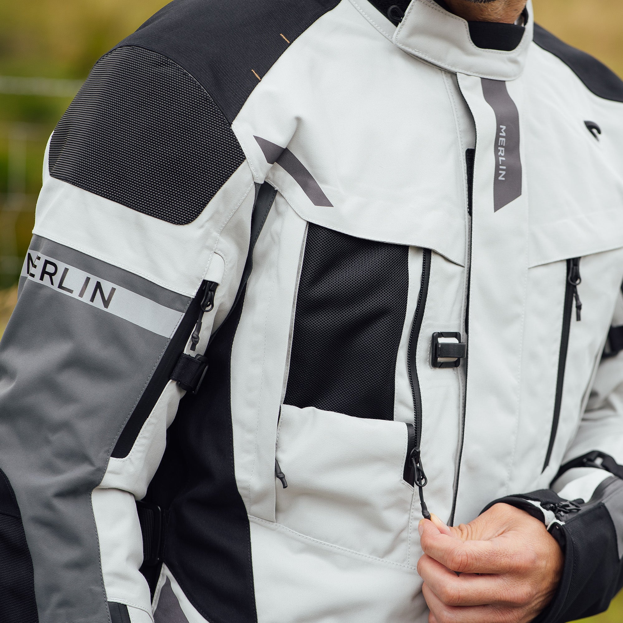 Merlin Akashi Pro D3O Laminated Jacket Ice Grey FREE UK Delivery, FREE 365 Day Returns | Moto Central