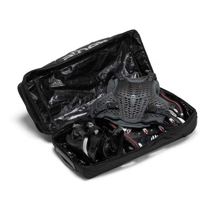 Albek Econo Haul Gear Bag Black - 115 Liters, packed interior view with riding gear