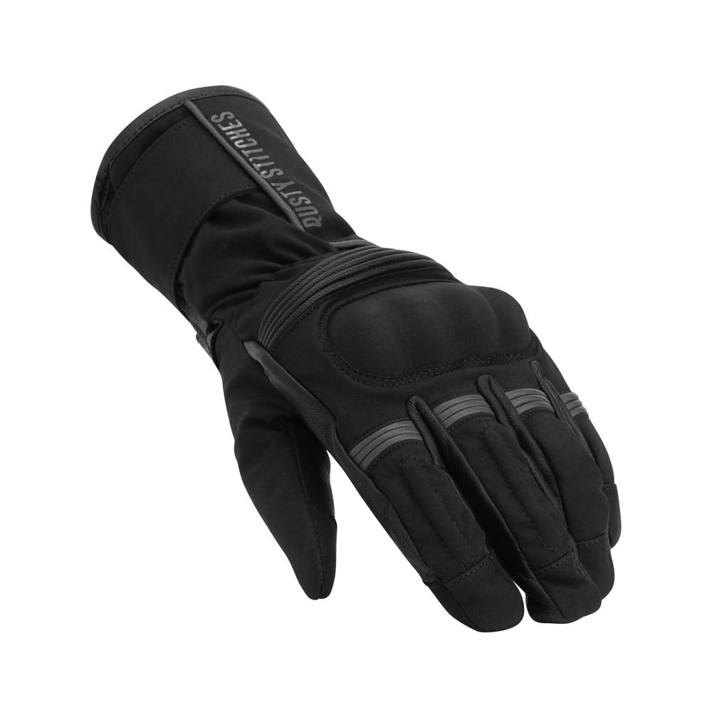 Rusty Stitches Alex Leather & Textile Gloves Black - FREE UK Delivery, FREE 365 Day Returns | Moto Central