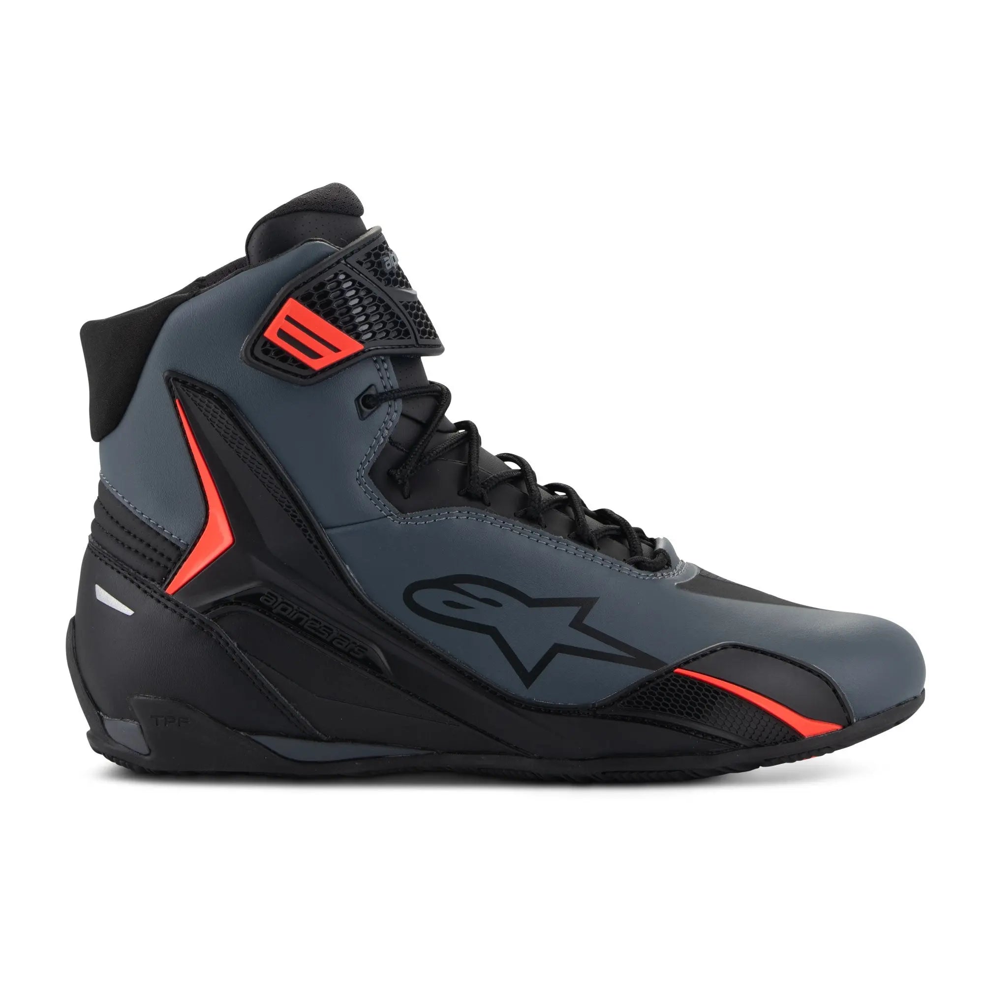 Alpinestars Faster-4 Shoes Black / Grey / Fluo Red FREE UK Delivery, FREE 365 Day Returns | Moto Central