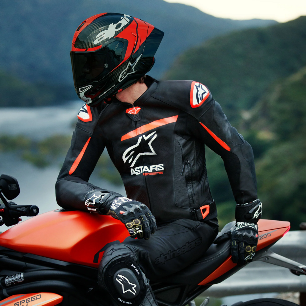 Alpinestars GP Plus R V4 Airflow Leather Jacket Black / Fluo Red / White