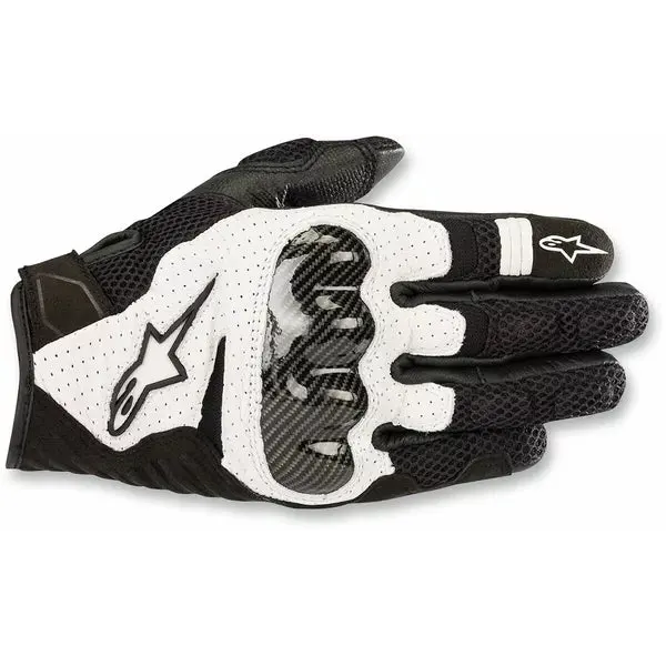 Alpinestars SMX-1 Air Carbon V2 Gloves Black / White – motorcycle gloves – back-of-hand view