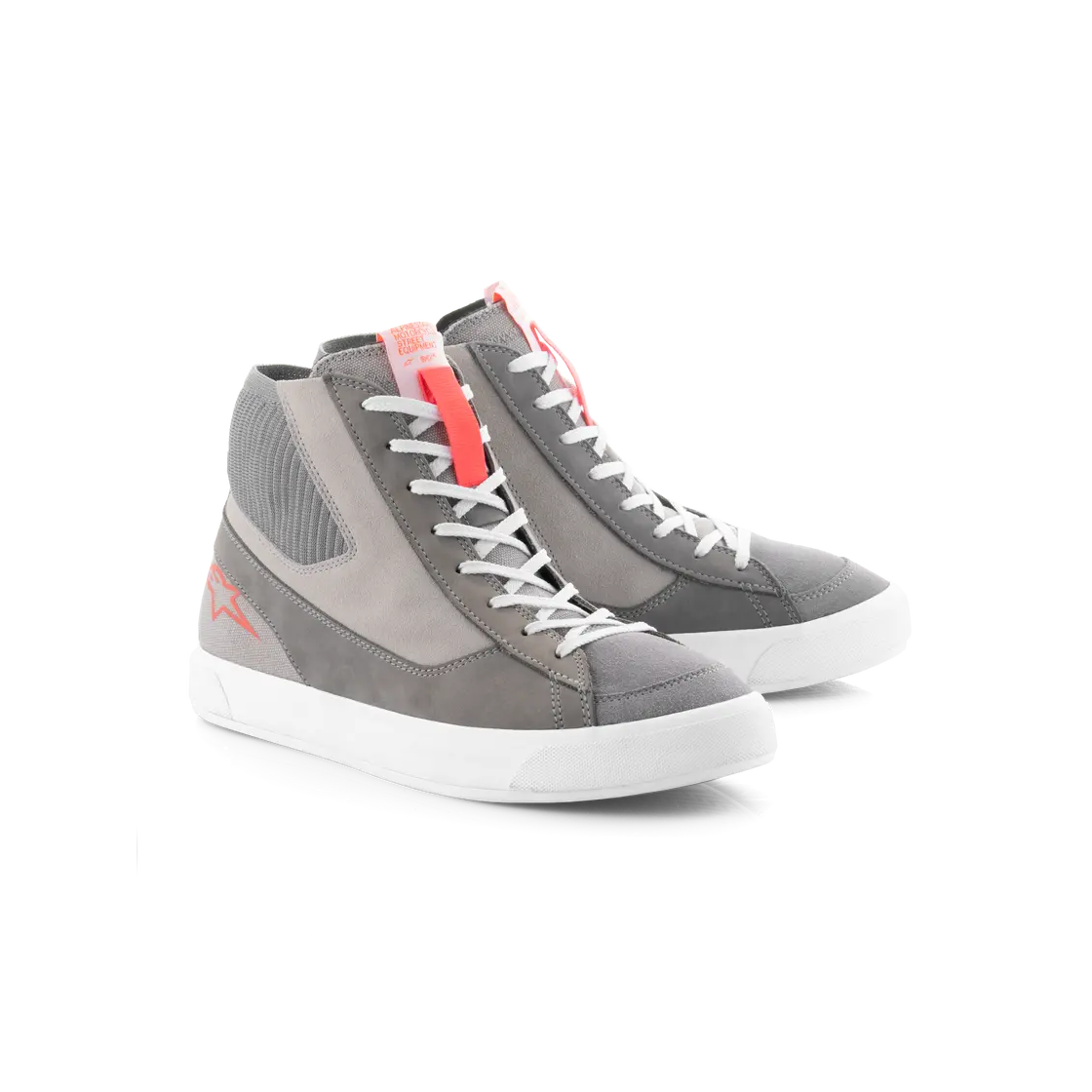 Alpinestars Stated Shoes Light Grey / Fluo Red / White, pair three-quarter view