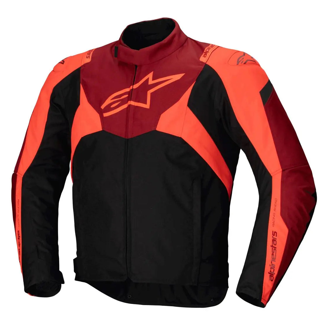 Alpinestars T-Jaws V4 Waterproof Textile Jacket Black / Dark Red – motorcycle jacket – front view