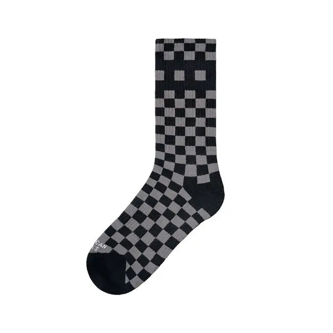 American Socks Mid High Checkerboard Grey Socks - FREE UK Shipping, FREE 365 Day Returns | Moto Central
