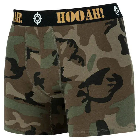 Army Surplus Woodland Hooah Boxer Shorts — rear view