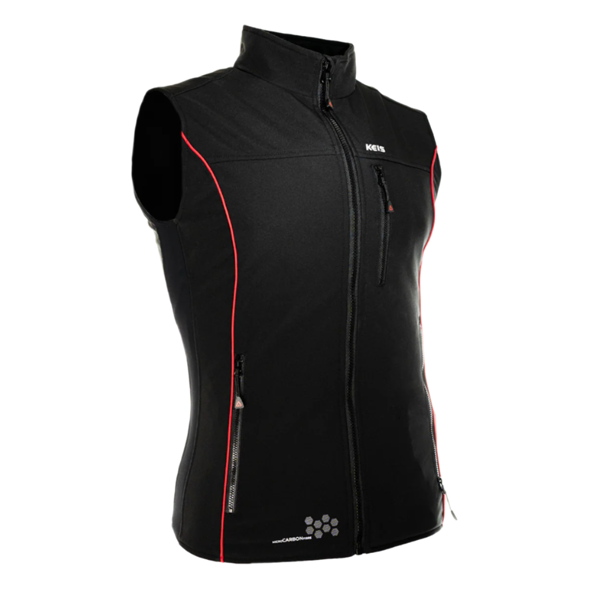 Keis B501WRP Premium Ladies Heated Body Warmer Black / Red - front three-quarter view