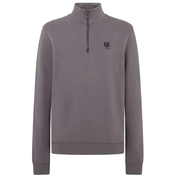Belstaff Quarter Zip Sweatshirt Tornado Grey FREE UK Delivery, FREE 365 Day Returns | Moto Central