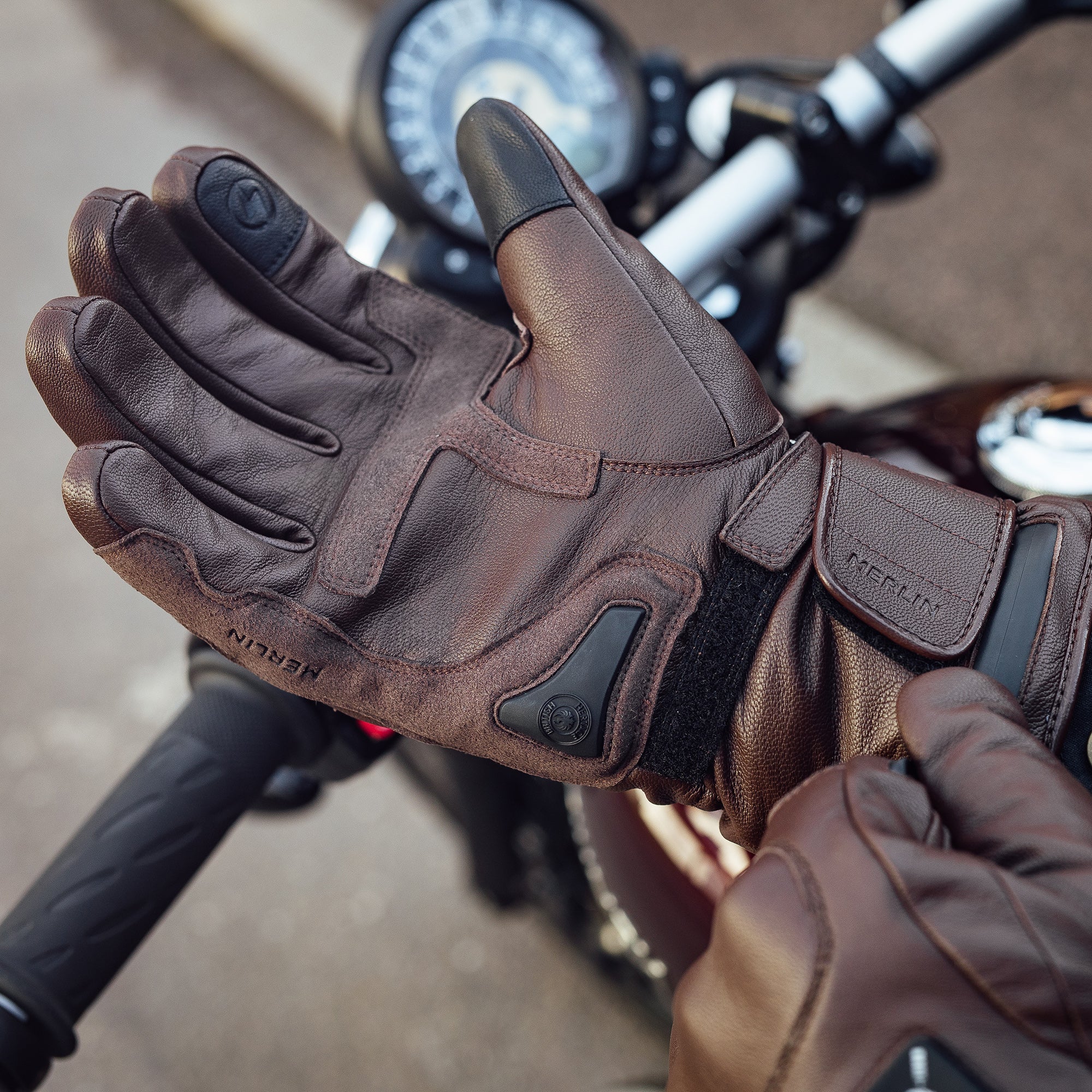 Merlin Bednell CE2 D3O Heated Gloves Brown FREE UK Delivery, FREE 365 Day Returns | Moto Central