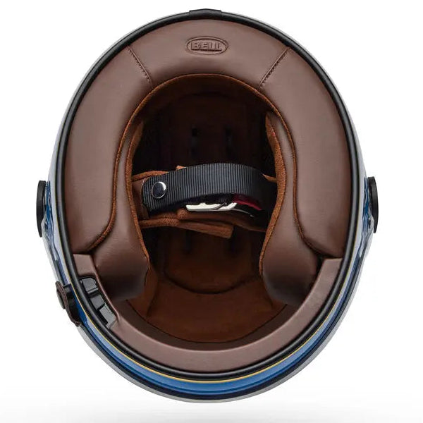 Bell Bullitt GT Solid ECE 22.06 Vintage Blue full-face motorcycle helmet, interior lining view