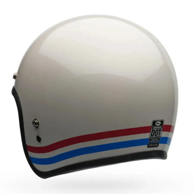 Bell Custom 500 Stripes ECE 22.06 Pearl White FREE UK Delivery, FREE 365 Day Returns | Moto Central