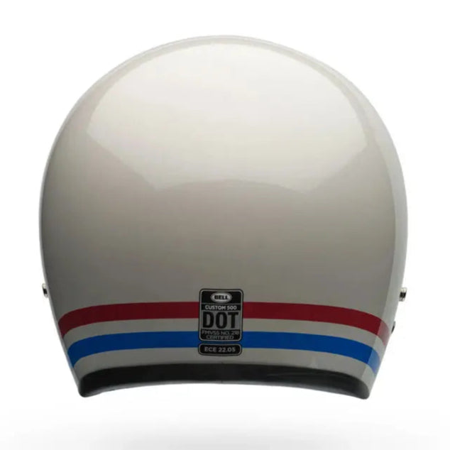 Bell Custom 500 Stripes ECE 22.06 Pearl White FREE UK Delivery, FREE 365 Day Returns | Moto Central