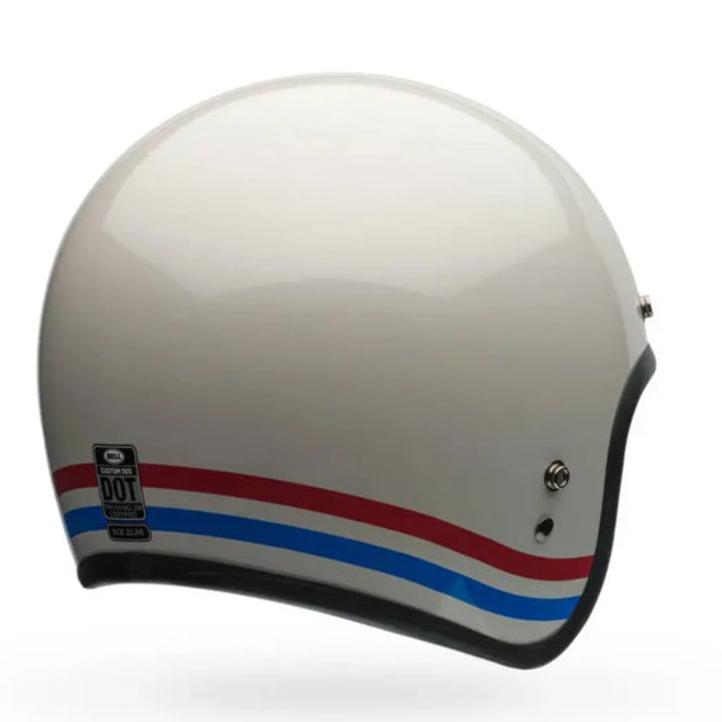 Bell Custom 500 Stripes ECE 22.06 Pearl White FREE UK Delivery, FREE 365 Day Returns | Moto Central