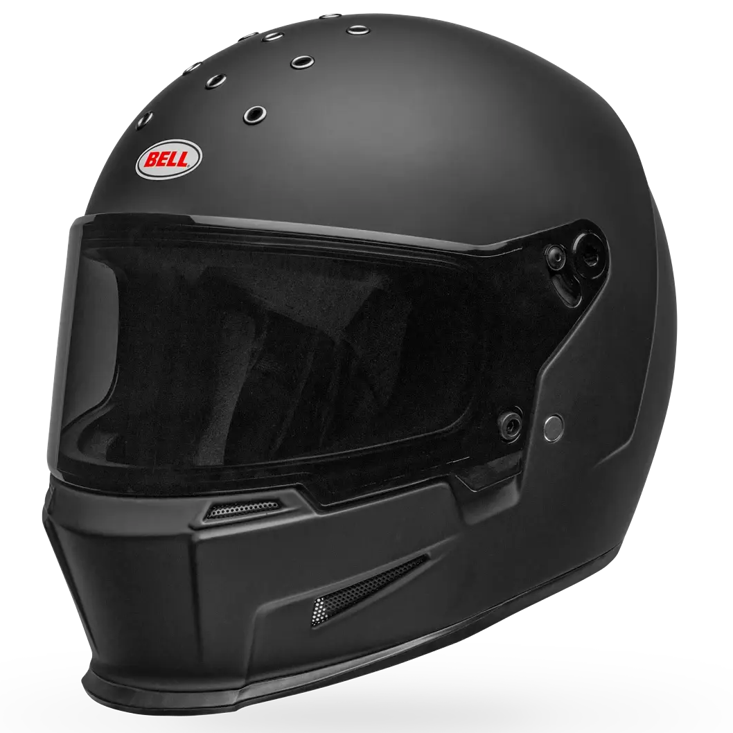 Bell Eliminator Solid ECE 22.06 Matt Black full-face motorcycle helmet, opposite front three-quarter view