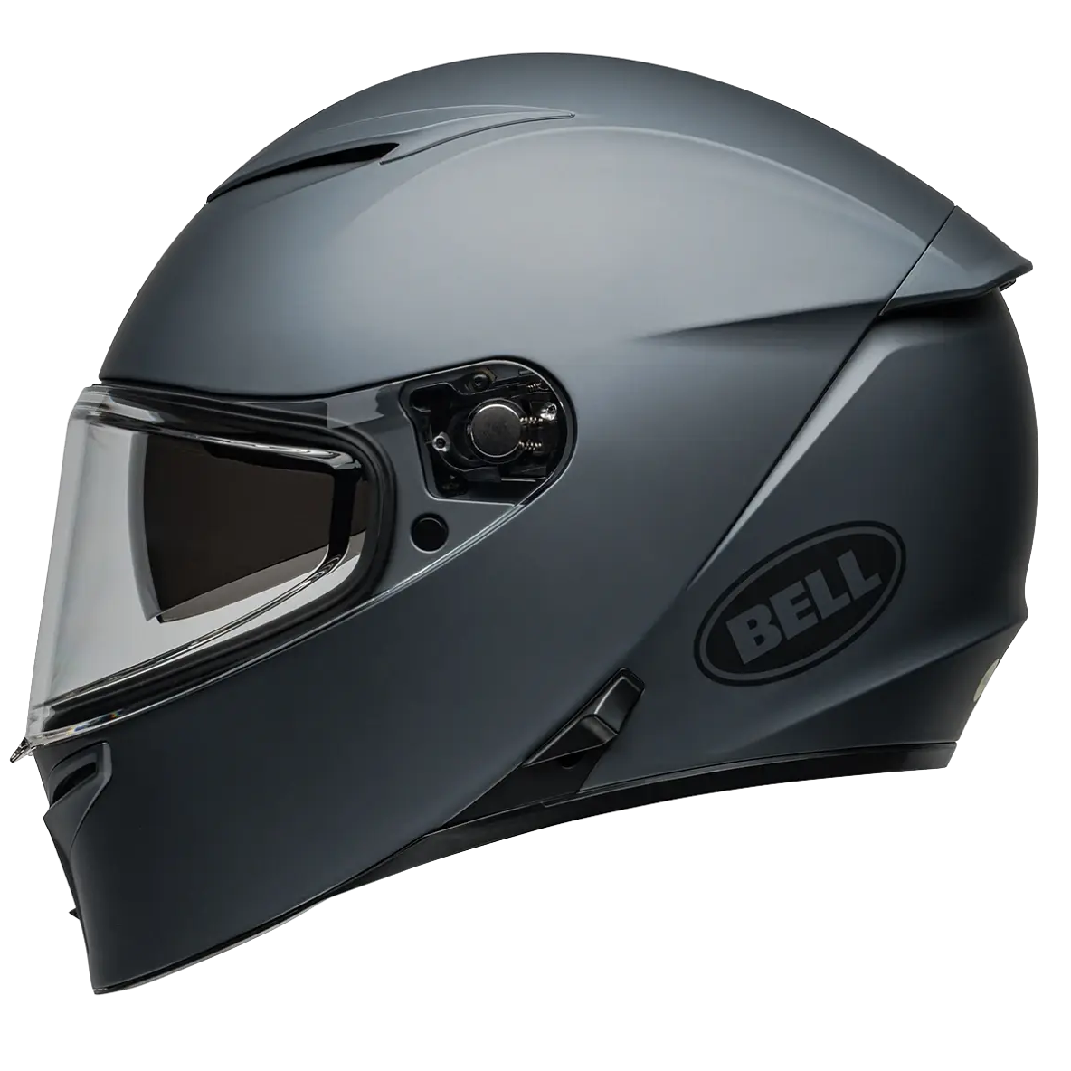 Bell Lithium MIPS Solid ECE 22.06 Titanium full-face motorcycle helmet, opposite side profile view