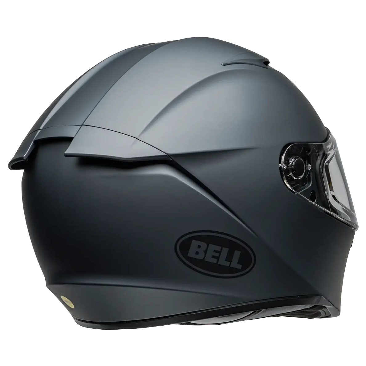 Bell Lithium MIPS Solid ECE 22.06 Titanium full-face motorcycle helmet, opposite rear three-quarter view