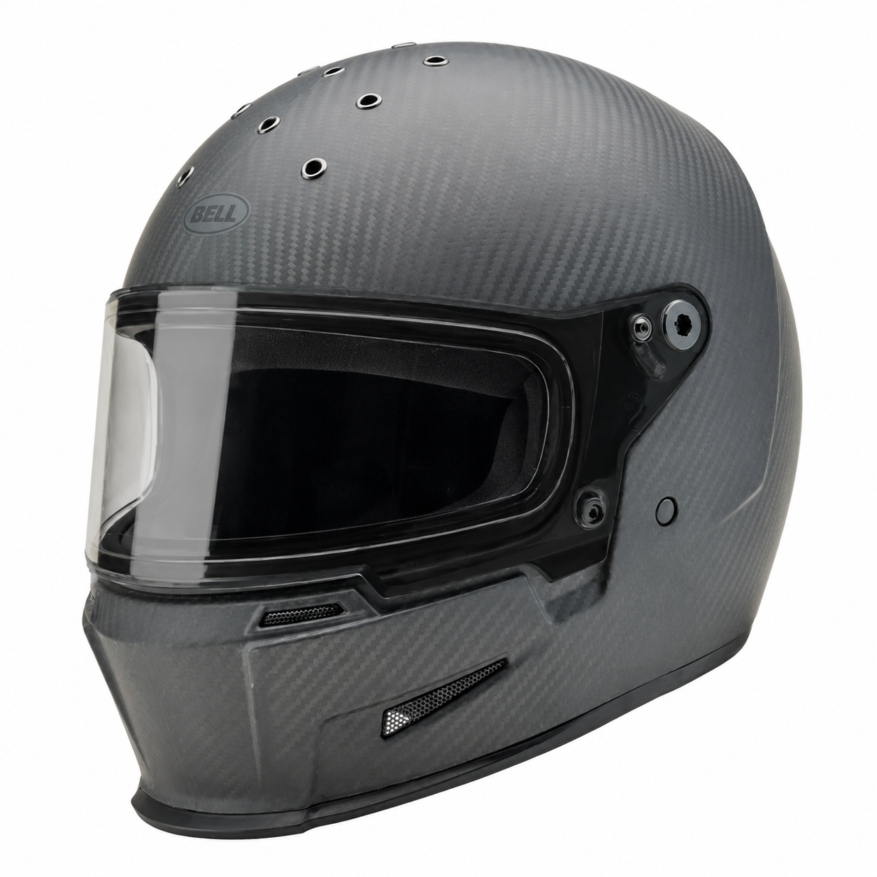 Bell Eliminator Carbon Solid ProTint ECE 22.06 Full Face Helmet - Matt Black full-face motorcycle helmet, left-front three-quarter view