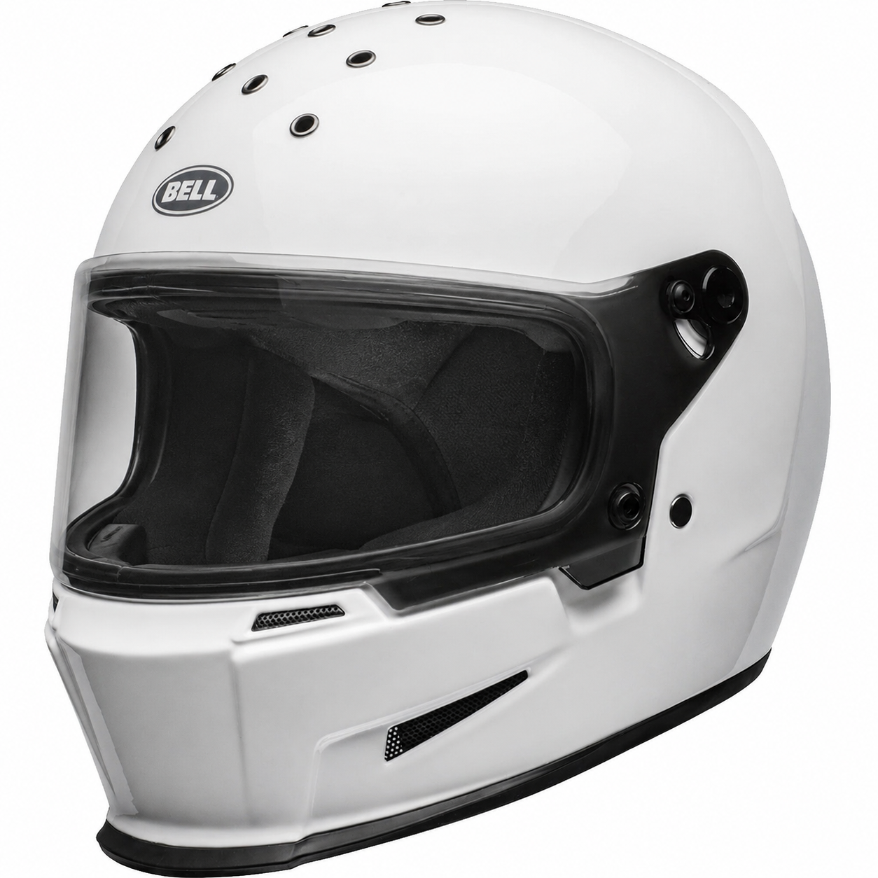 Bell Eliminator Solid ECE 22.05 Full Face Helmet - White - full-face motorcycle helmet, left-front three-quarter view