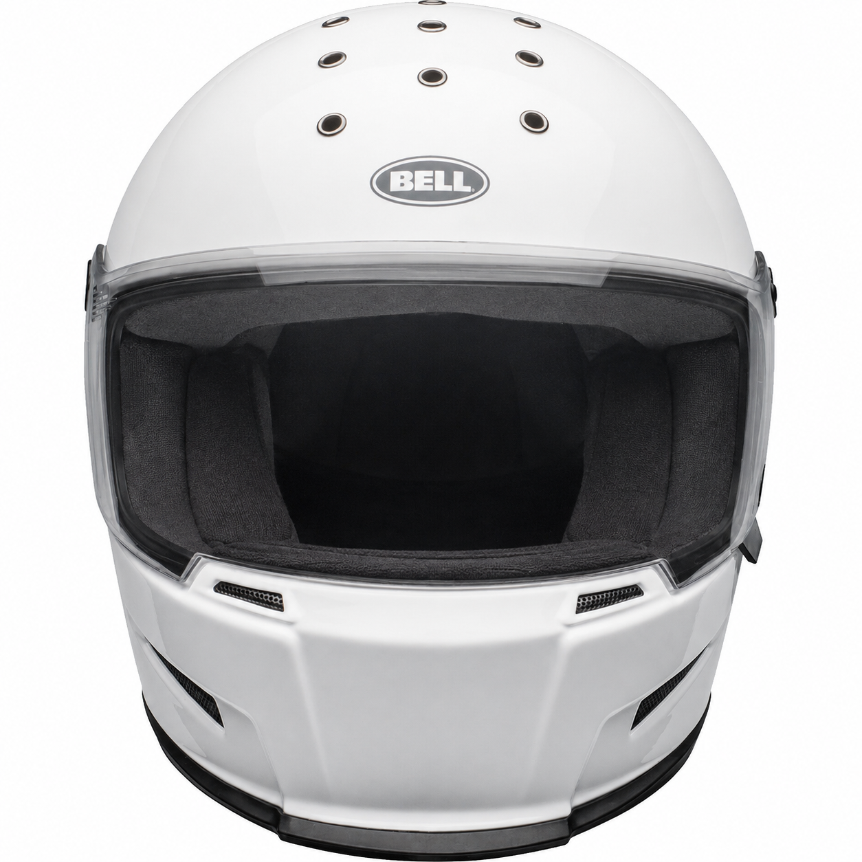 Bell Eliminator Solid ECE 22.05 Full Face Helmet - White - full-face motorcycle helmet, front view