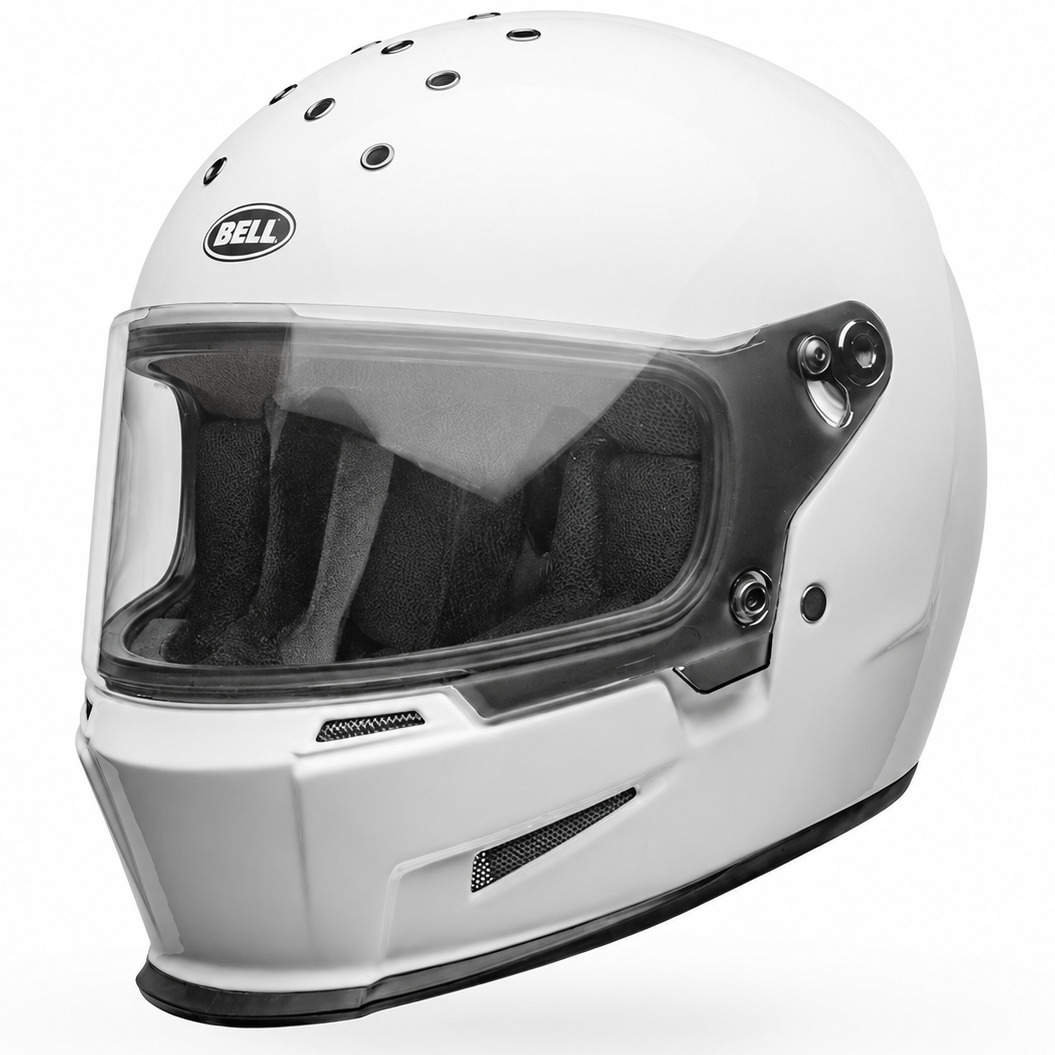 Bell Eliminator Solid ECE 22.06 White full-face motorcycle helmet, rear view