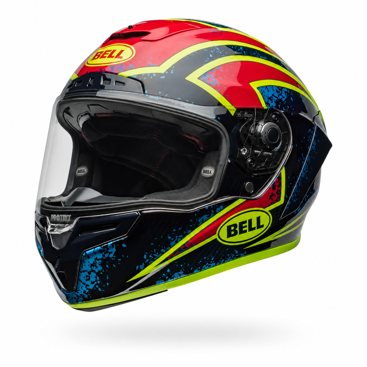 Bell Race Star DLX Flex Xenon ECE 22.06 Blue / Retina full-face motorcycle helmet, front-right three-quarter view