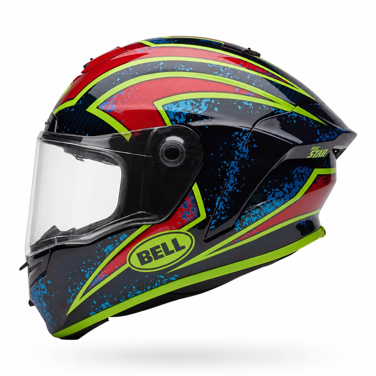 Bell Race Star DLX Flex Xenon ECE 22.06 Blue / Retina full-face motorcycle helmet, left-side profile view