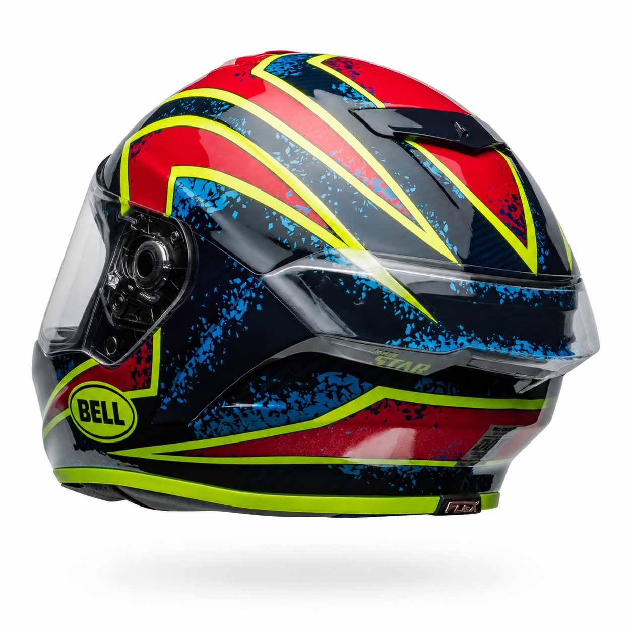 Bell Race Star DLX Flex Xenon ECE 22.06 Blue / Retina full-face motorcycle helmet, rear-left three-quarter view