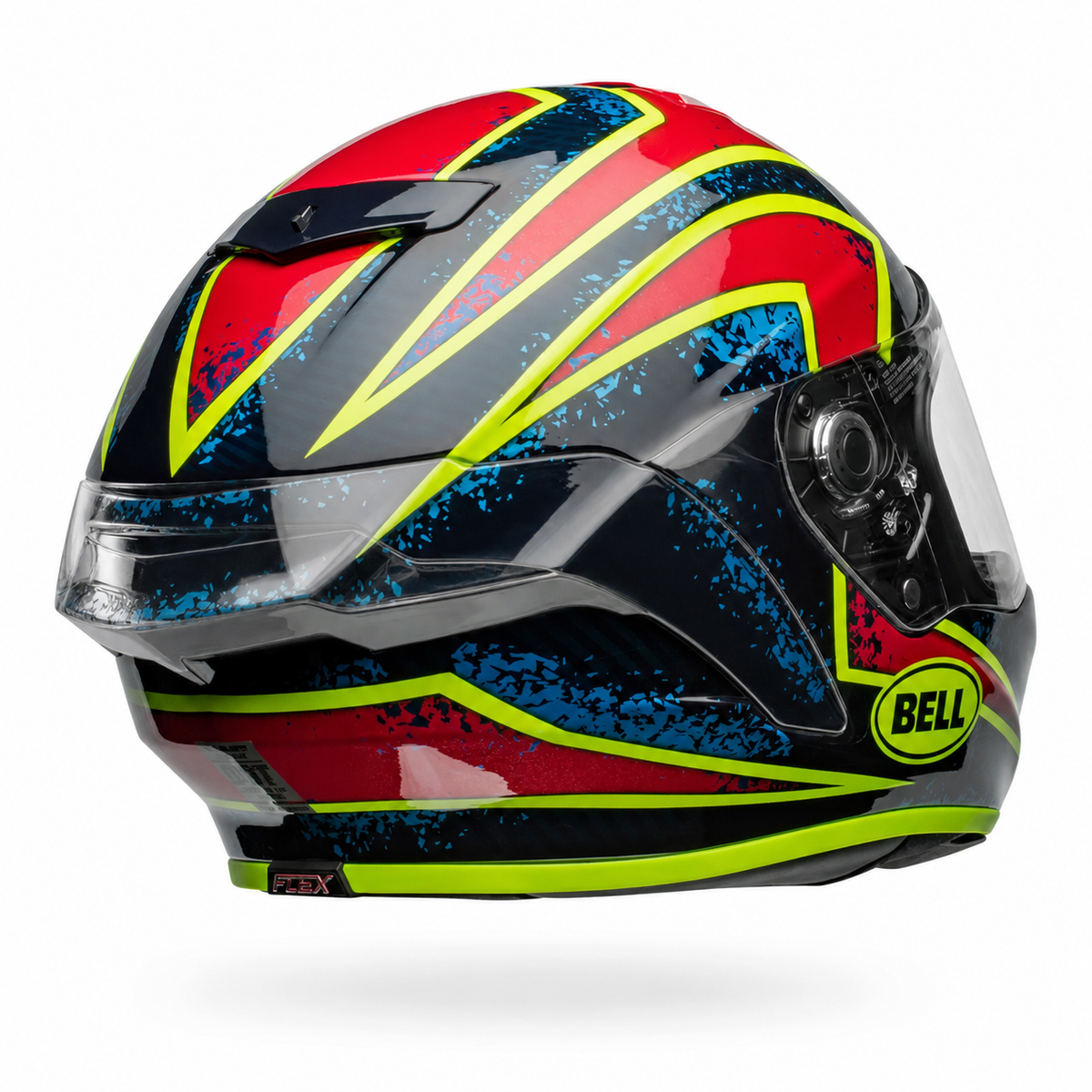 Bell Race Star DLX Flex Xenon ECE 22.06 Blue / Retina full-face motorcycle helmet, rear-right three-quarter view