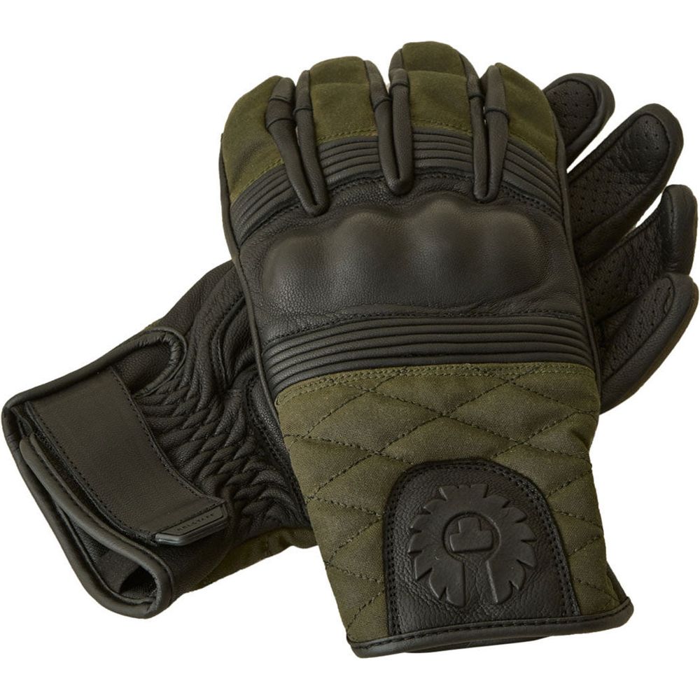 Belstaff Hampstead Leather / Textile Gloves Black / Forest Green