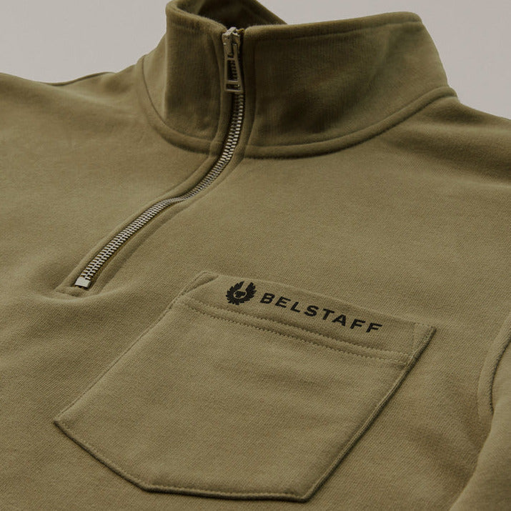 Belstaff Quarter Zip Jersey Olive
