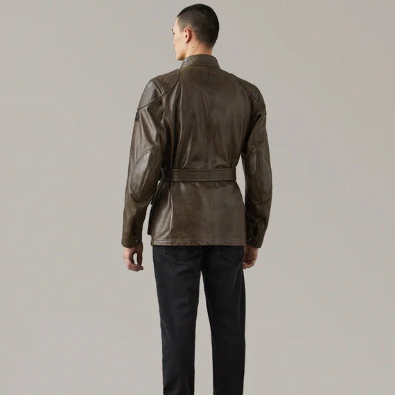 Belstaff Trialmaster Leather Jacket Dark Olive