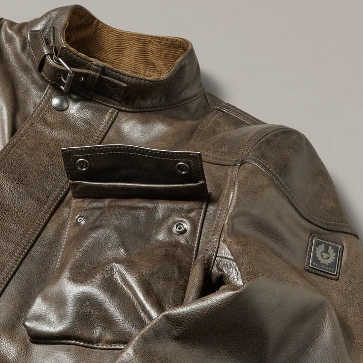 Belstaff Trialmaster Leather Jacket Dark Olive