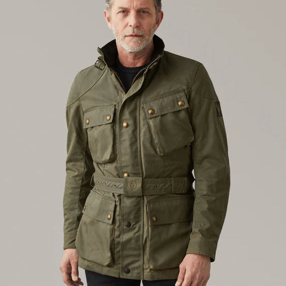 Belstaff Trialmaster Waxed Cotton Jacket Olive - FREE UK Shipping, FREE 365 Day Returns | Moto Central