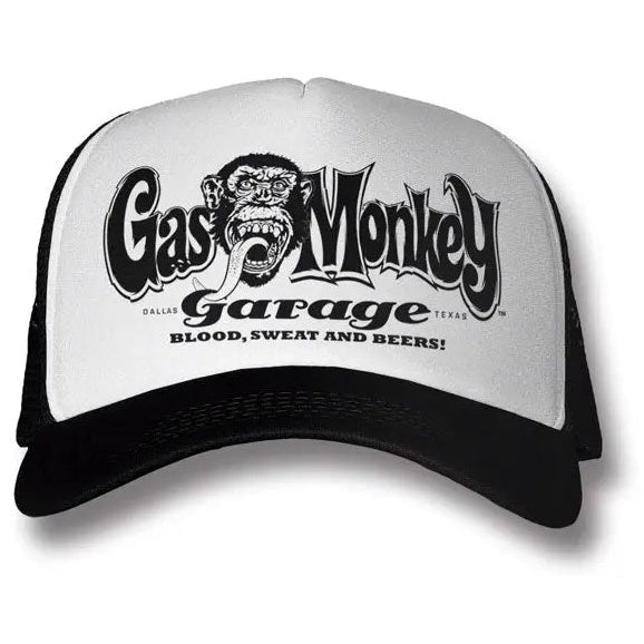 Gas Monkey Garage Logo Trucker Cap White / Black — front view