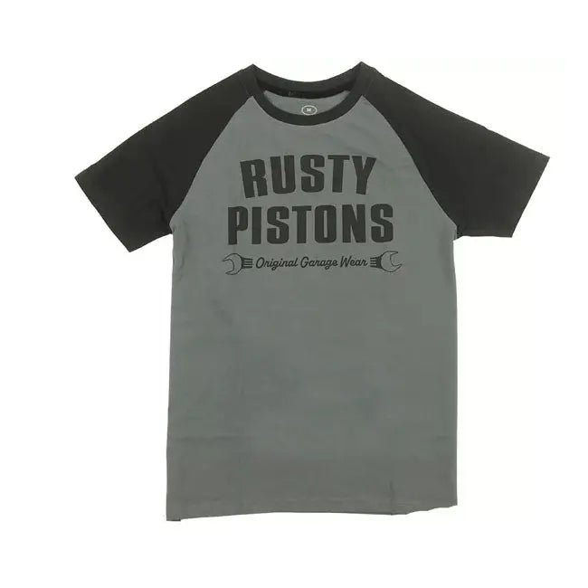 Rusty Pistons Burney T-Shirt Grey / Black - FREE UK Shipping, FREE 365 Day Returns | Moto Central