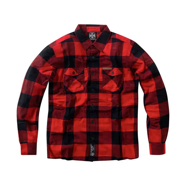 West Coast Choppers Rigid Flannel Shirt Red / Black - FREE UK Shipping, FREE 365 Day Returns | Moto Central