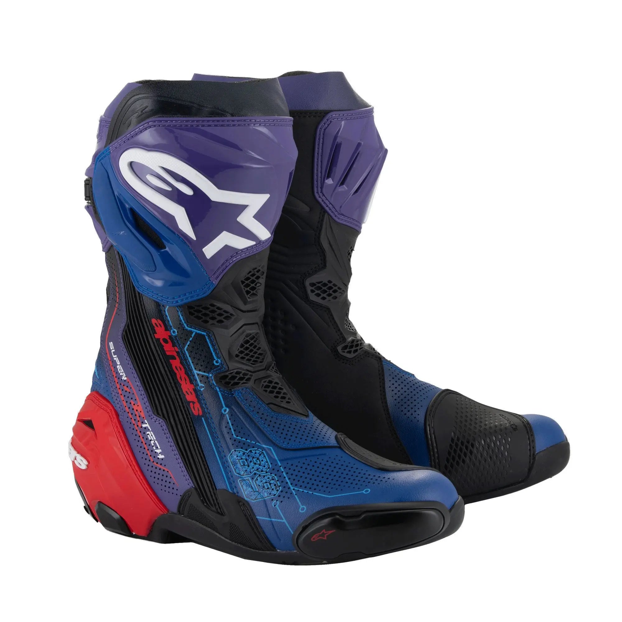 Alpinestars Supertech R LE Martinator R01 Vented Boots Blue / Purple / Red / BlackĀ - FREE UK Shipping, FREE 365 Day Returns | Moto Central
