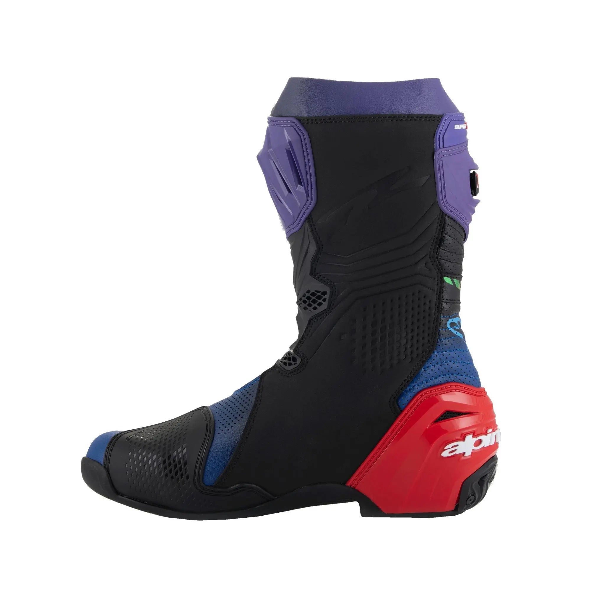 Alpinestars Supertech R LE Martinator R01 Vented Boots Blue / Purple / Red / Black - FREE UK Shipping, FREE 365 Day Returns | Moto Central