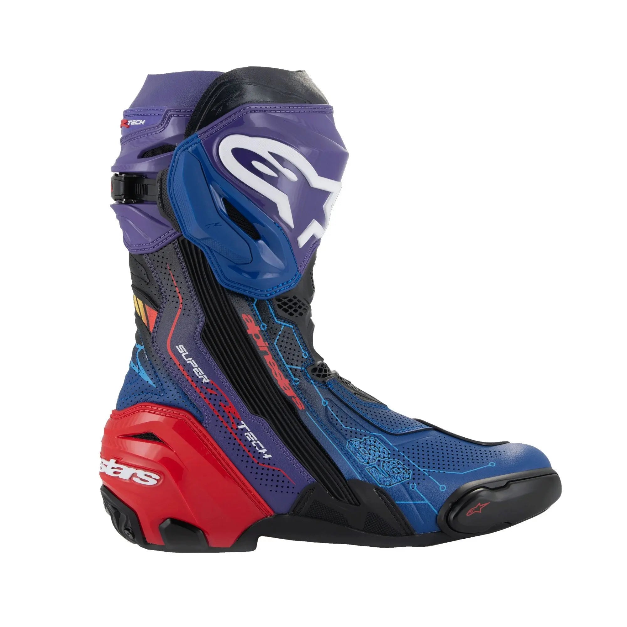 Alpinestars Supertech R LE Martinator R01 Vented Boots Blue / Purple / Red / Black - FREE UK Shipping, FREE 365 Day Returns | Moto Central