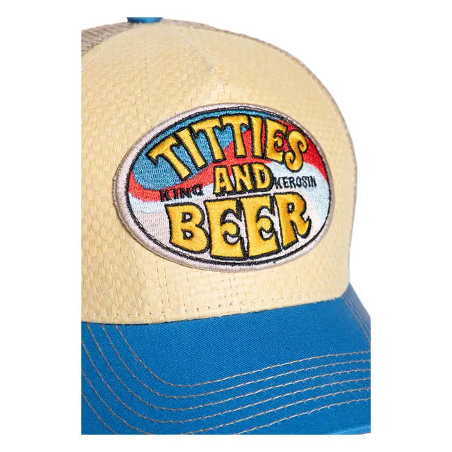 King Kerosin Titties And Beer Cap Beige / Blue - FREE UK Shipping, FREE 365 Day Returns | Moto Central