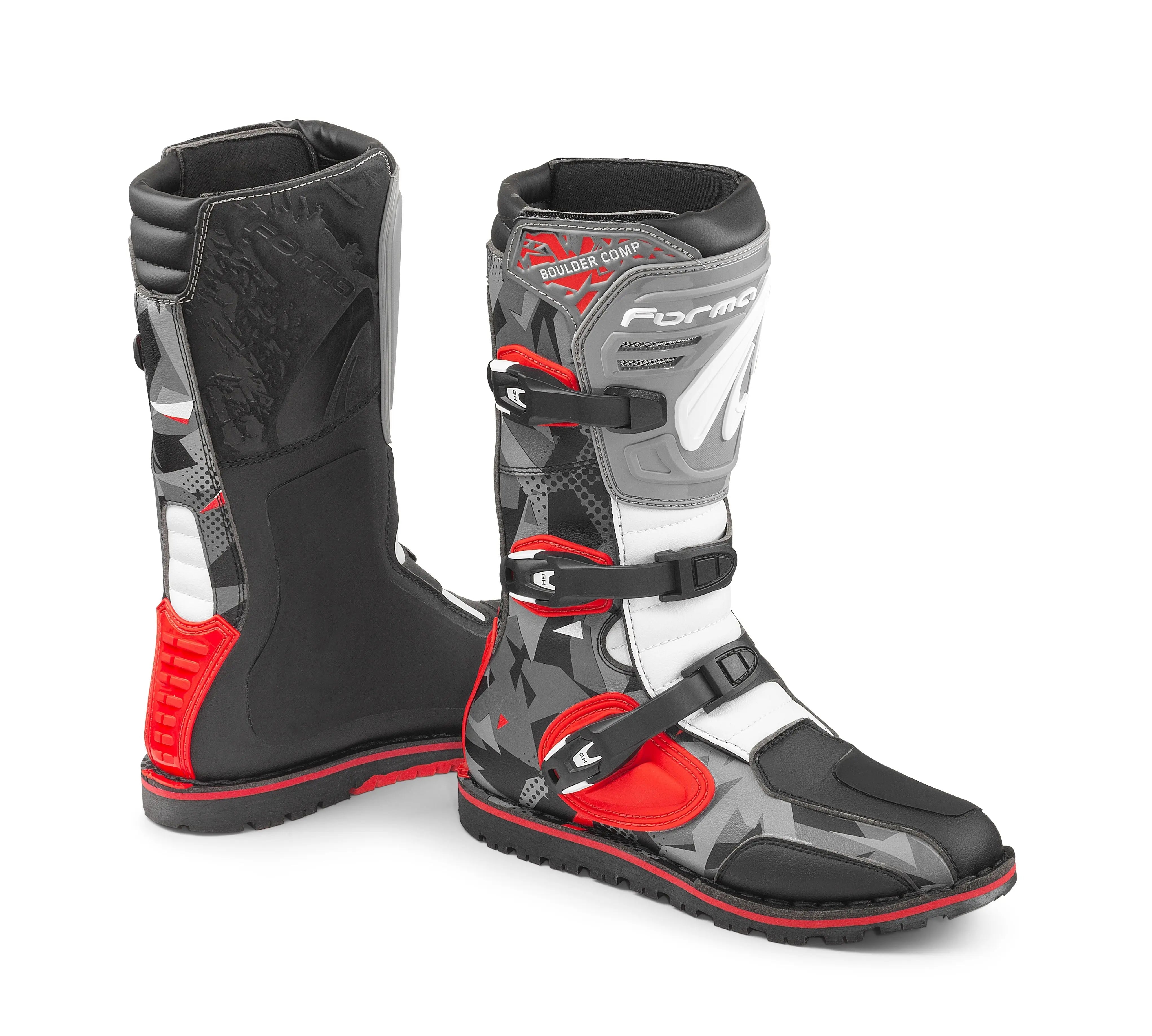 Forma Boulder Comp Off-Road Boots Camo / Red / White / Grey  - FREE UK Shipping, FREE 365 Day Returns | Moto Central