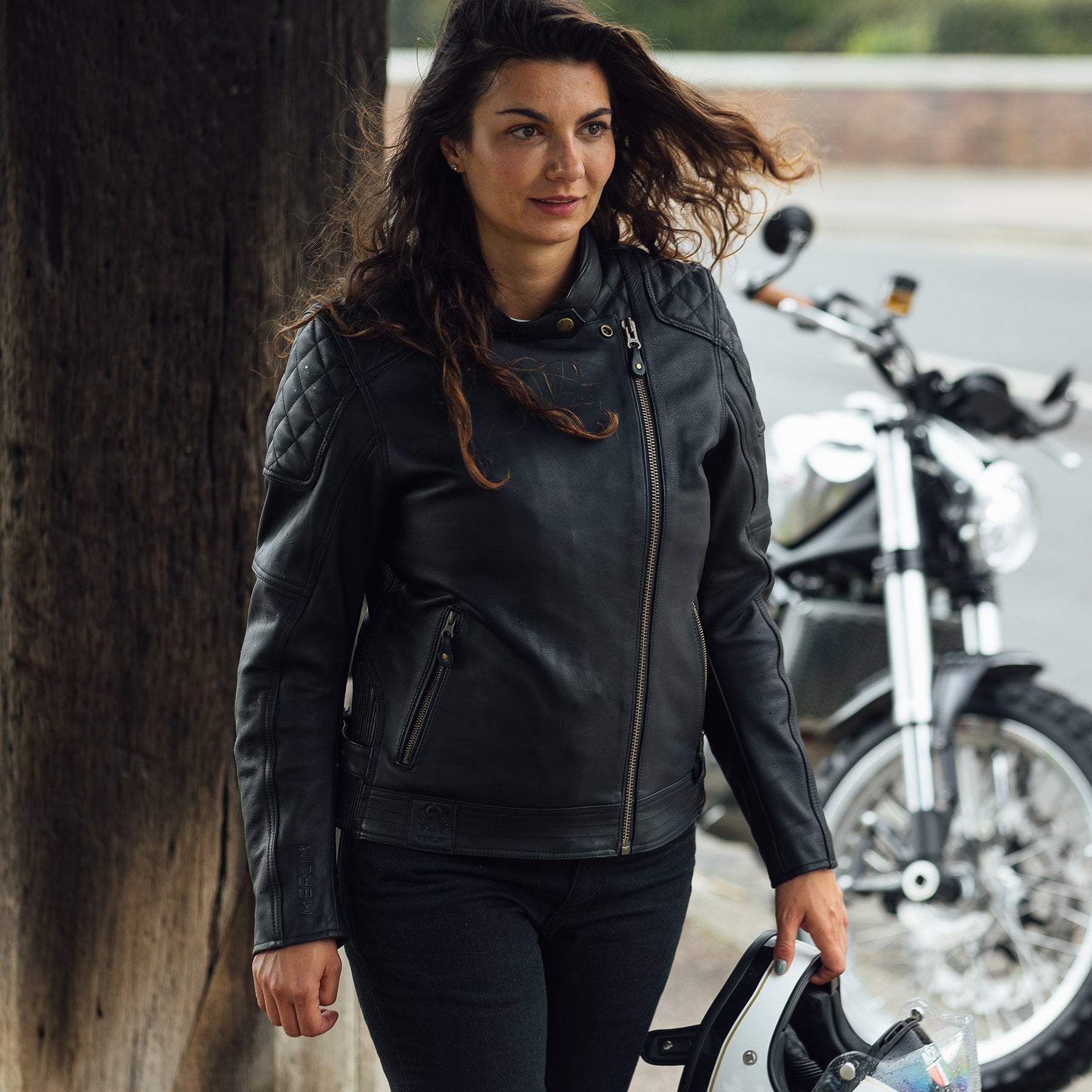 Merlin Bristol Café D3O Ladies Leather Jacket Black FREE UK Delivery, FREE 365 Day Returns | Moto Central