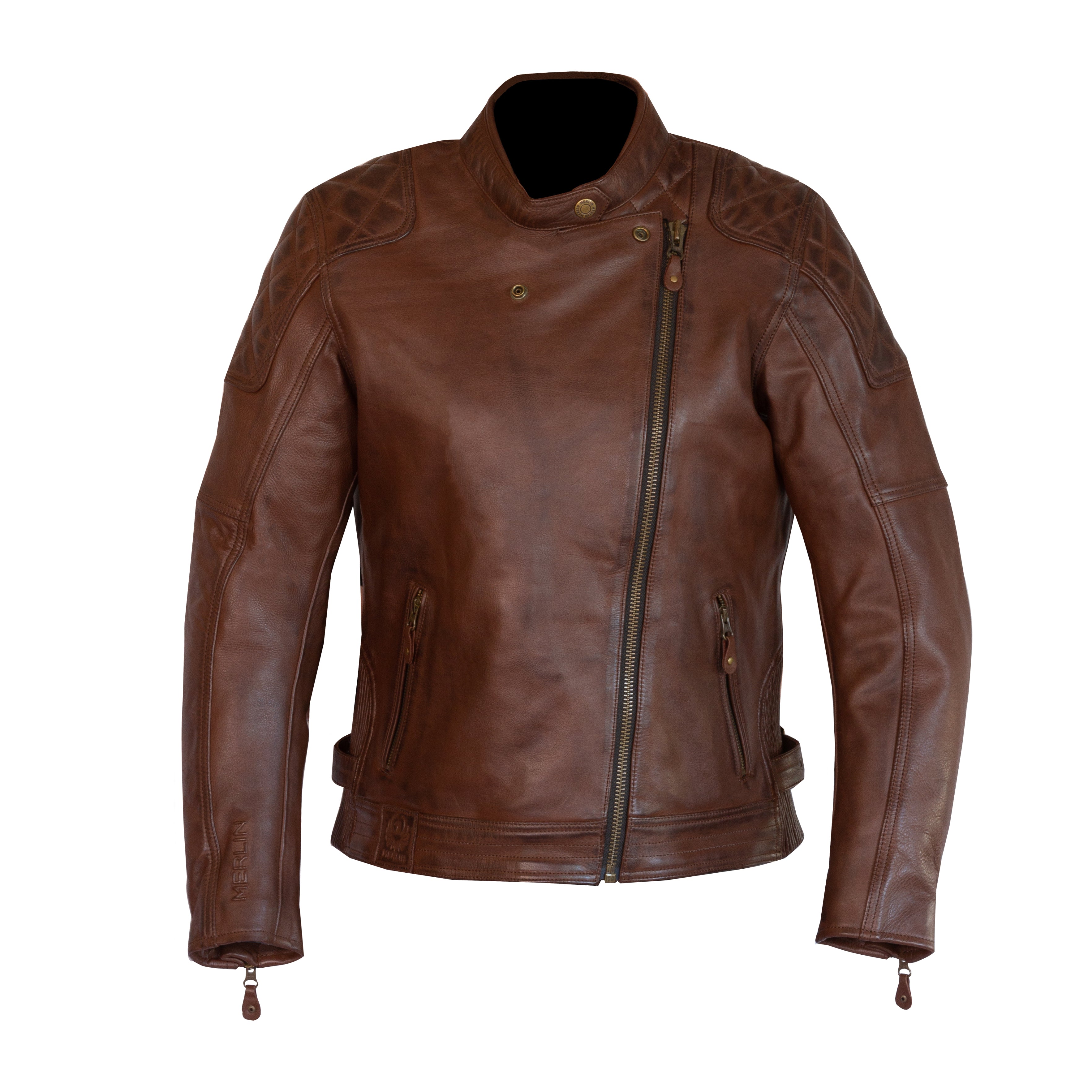 Merlin Bristol Café D3O Ladies Leather Jacket Brown FREE UK Delivery, FREE 365 Day Returns | Moto Central