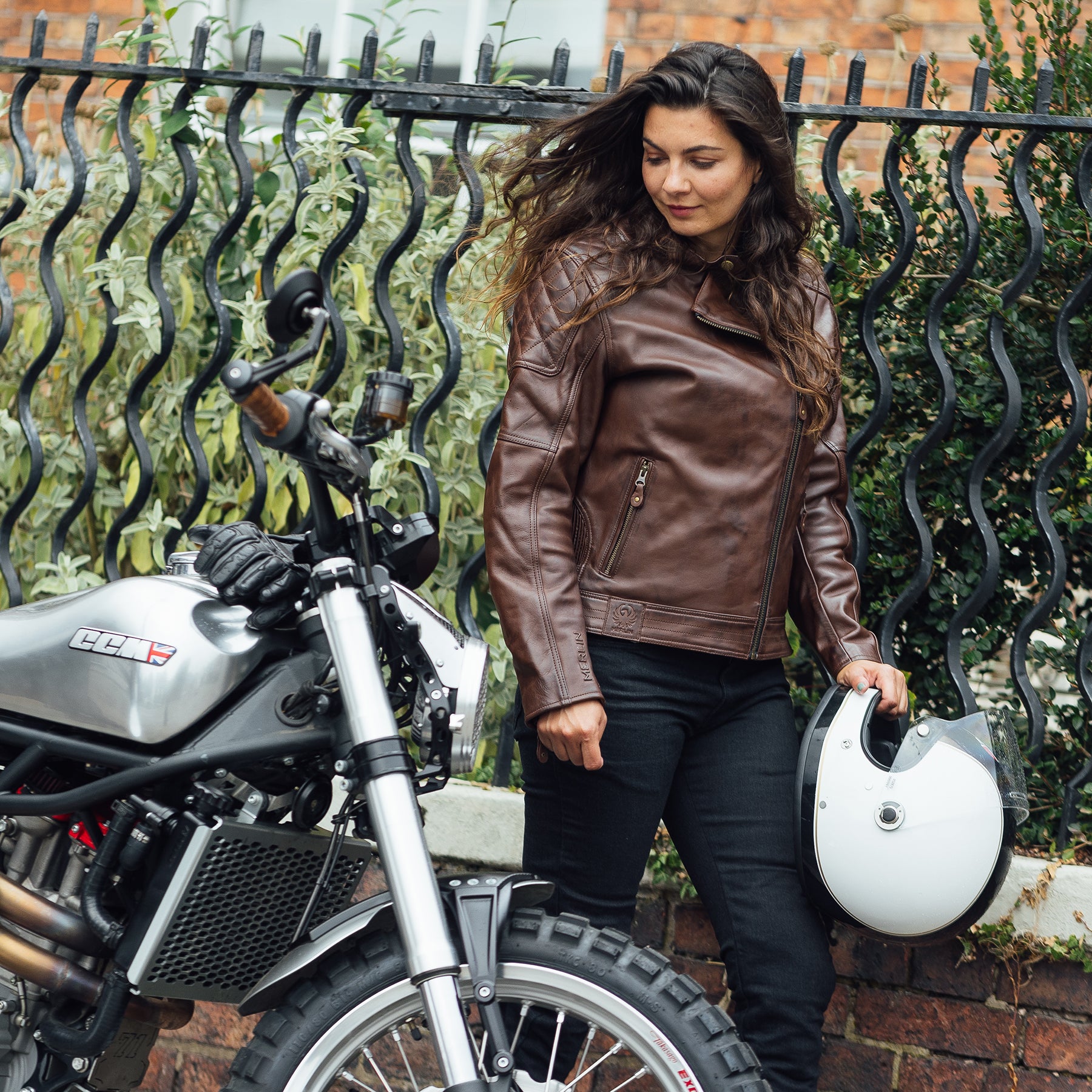 Merlin Bristol Café D3O Ladies Leather Jacket Brown FREE UK Delivery, FREE 365 Day Returns | Moto Central