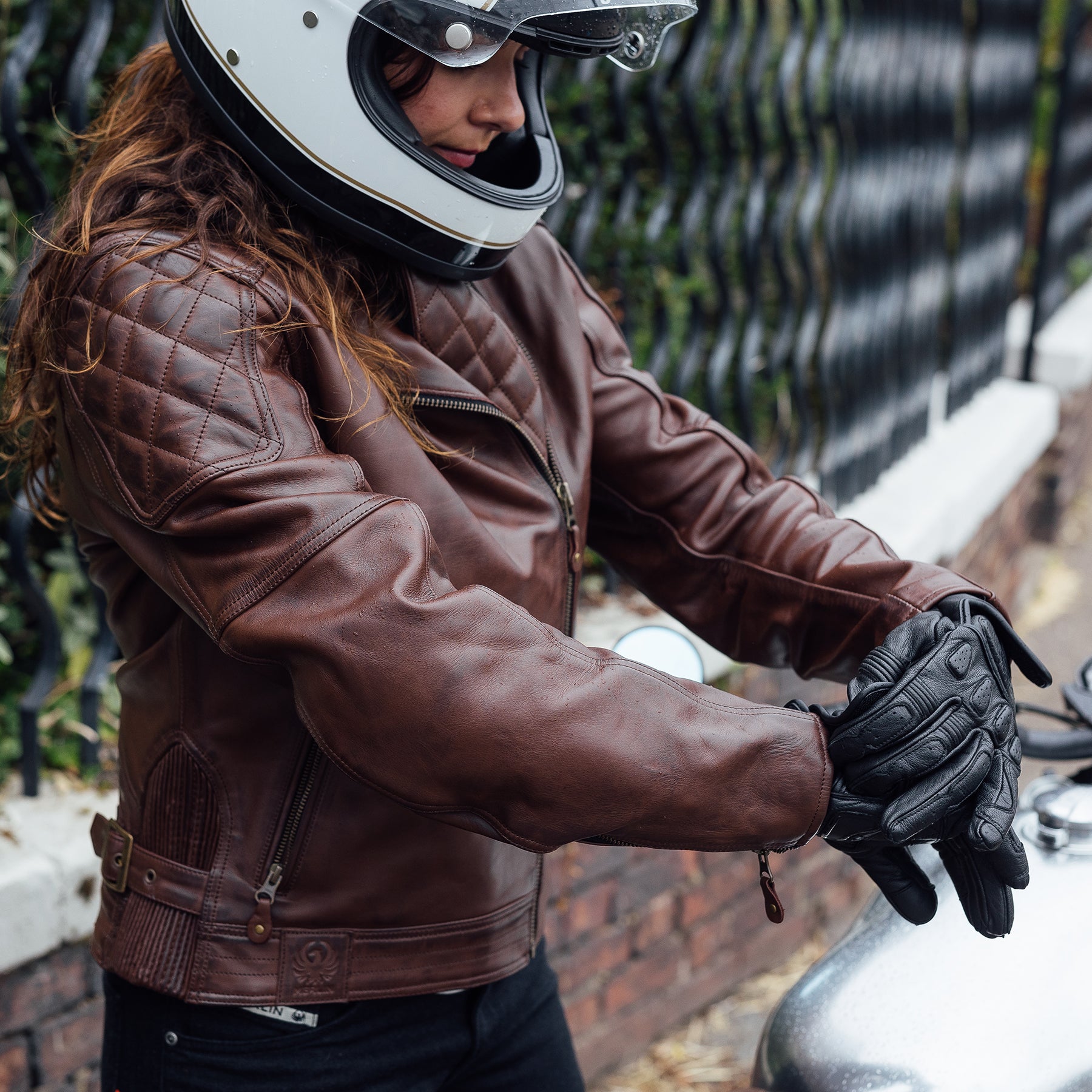 Merlin Bristol Café D3O Ladies Leather Jacket Brown FREE UK Delivery, FREE 365 Day Returns | Moto Central